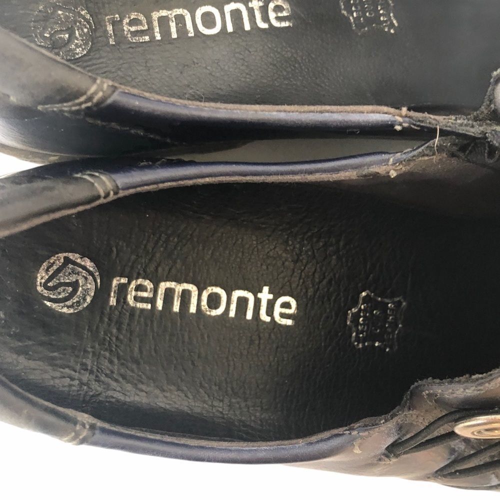 Remonte  Blue leather slip on loafers - Picture 3 of 4